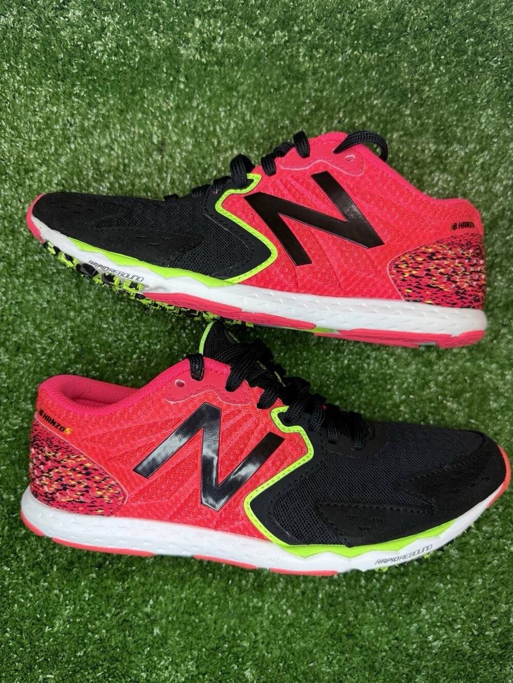 New Balance Women's Hanzo V1 Running Shoe, Pink/Black, Women size 7